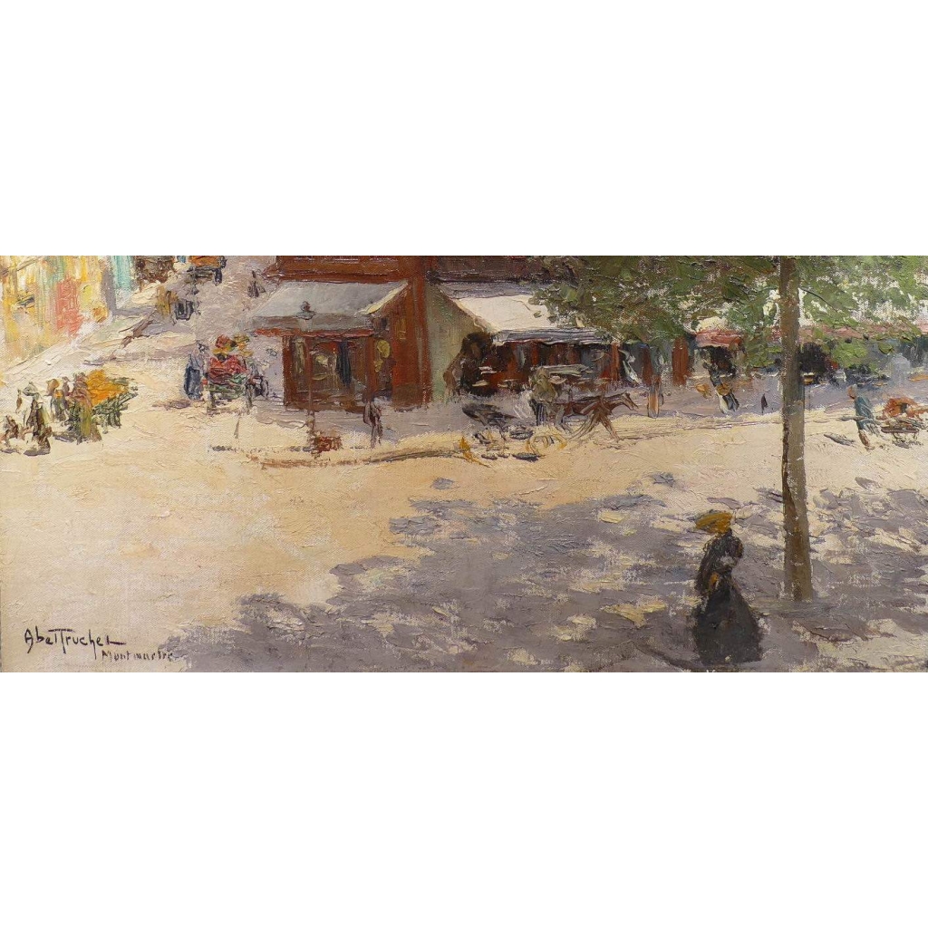Abel Truchet Louis Peinture Française Belle Epoque Paris Vue De Montmartre Huile Sur Toile Signée