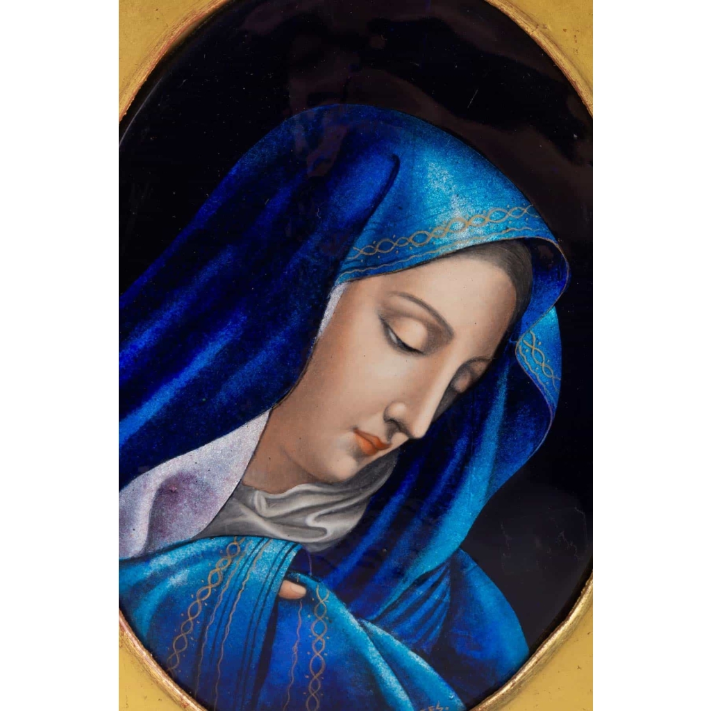 Plaque Email La vierge Marie par Jules Sarlandie (1874-1936)