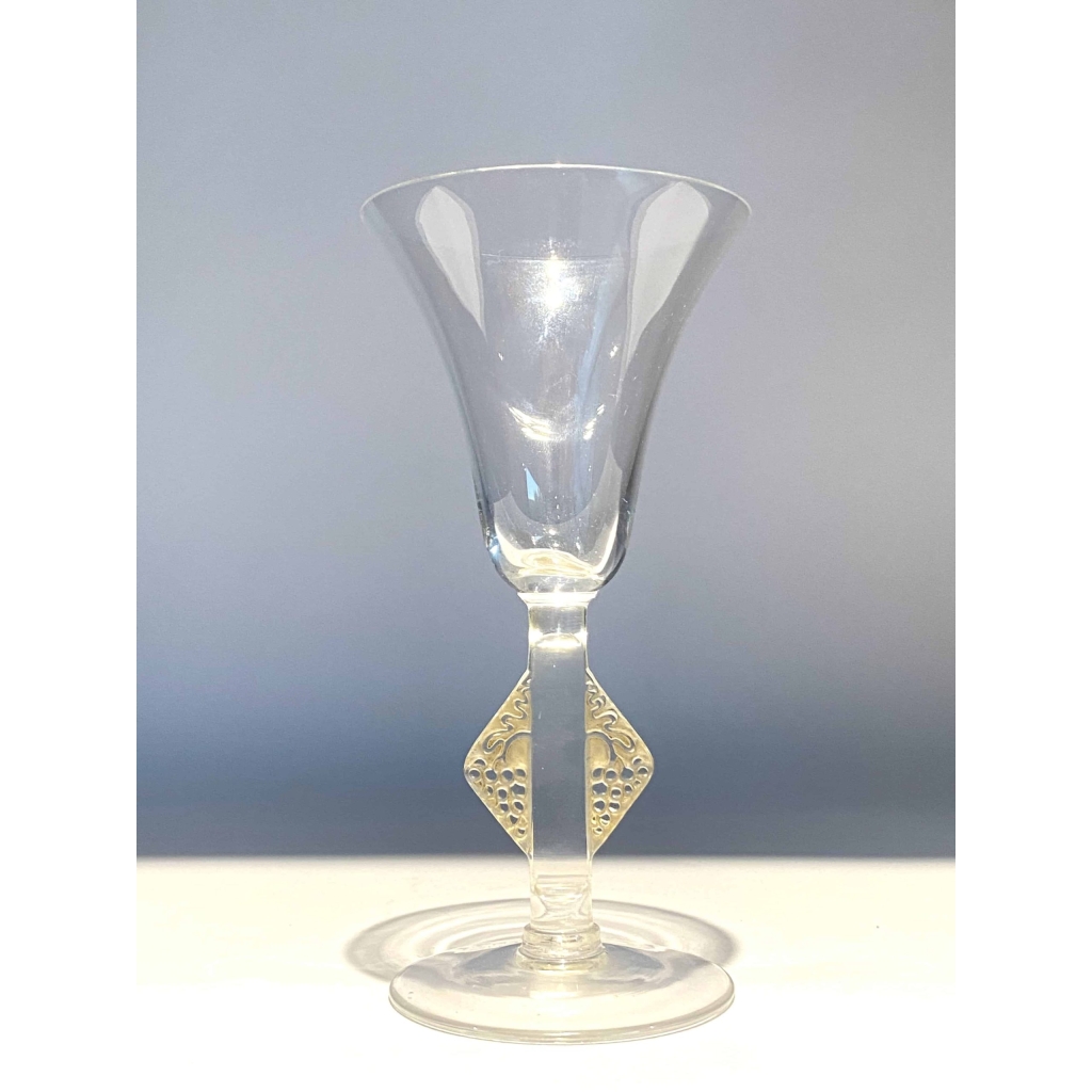 Suite de Six 6 Verres « Savergne » verre blanc patiné sépia de René LALIQUE | Biron Suite de Six 6 Verres "Savergne" verre blanc patiné sépia de René LALIQUE