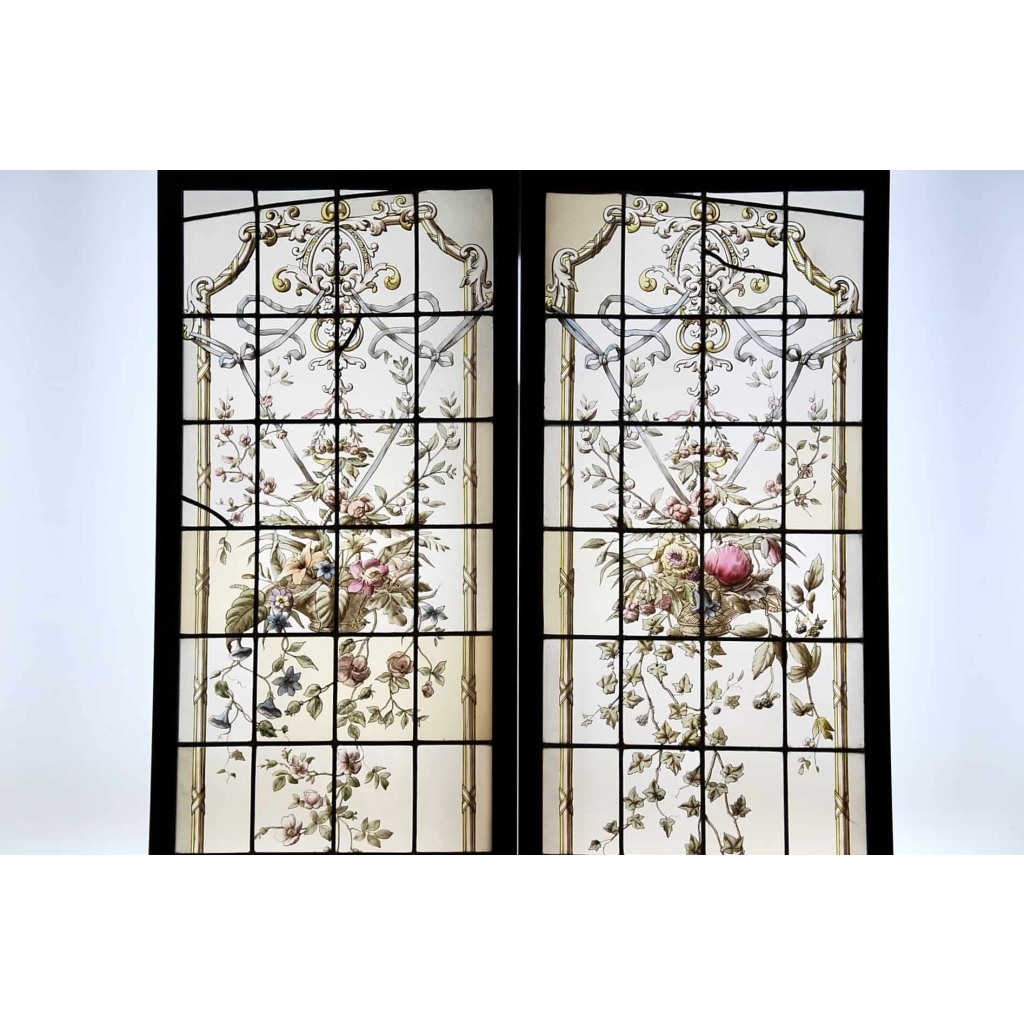 Vitraux Vitrail Aux Paniers Fleuris V109 | Biron Vitraux Vitrail Aux Paniers Fleuris V109
