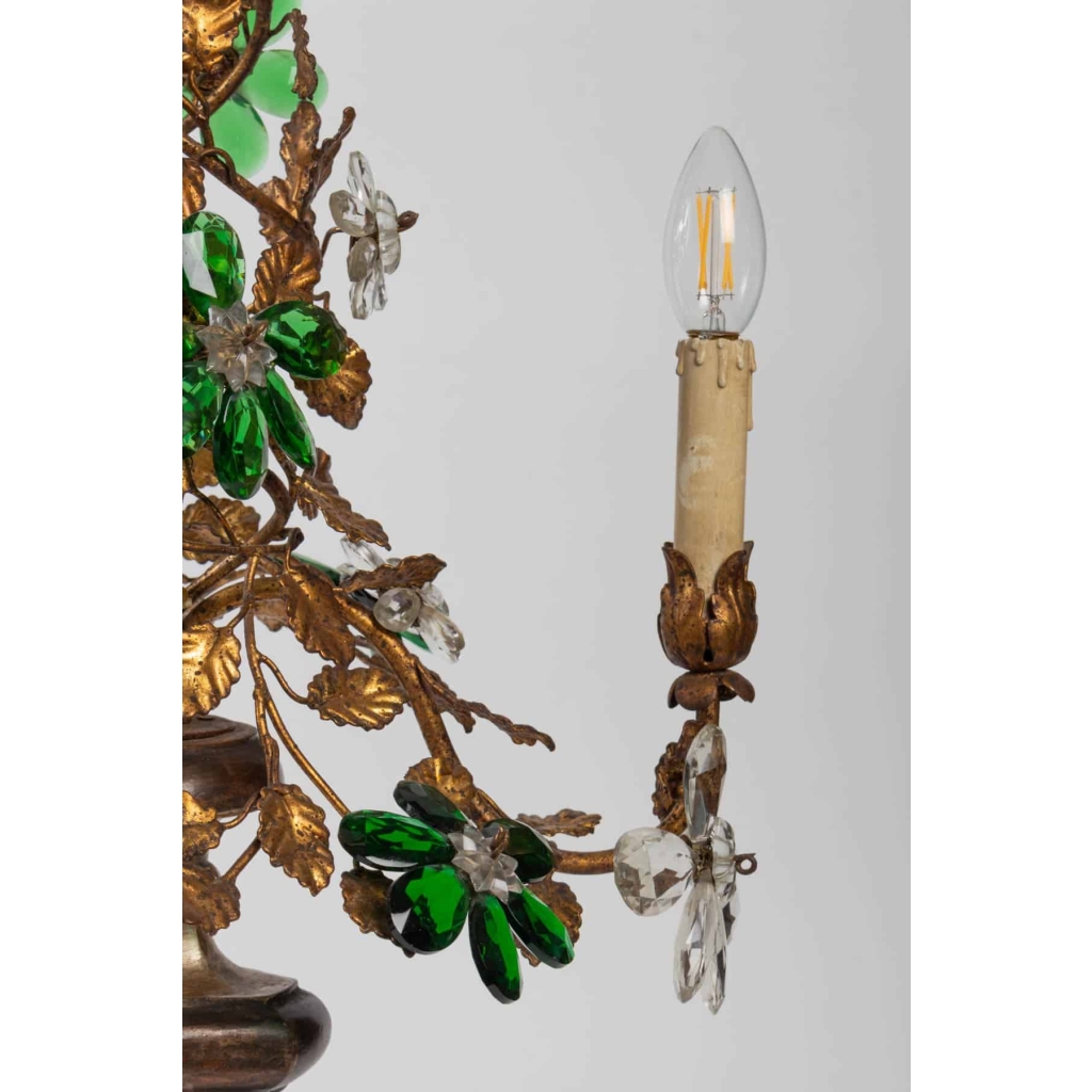 Girandole à 3 lumières aux marguerites 1950 | Biron Girandole à 3 lumières aux marguerites 1950