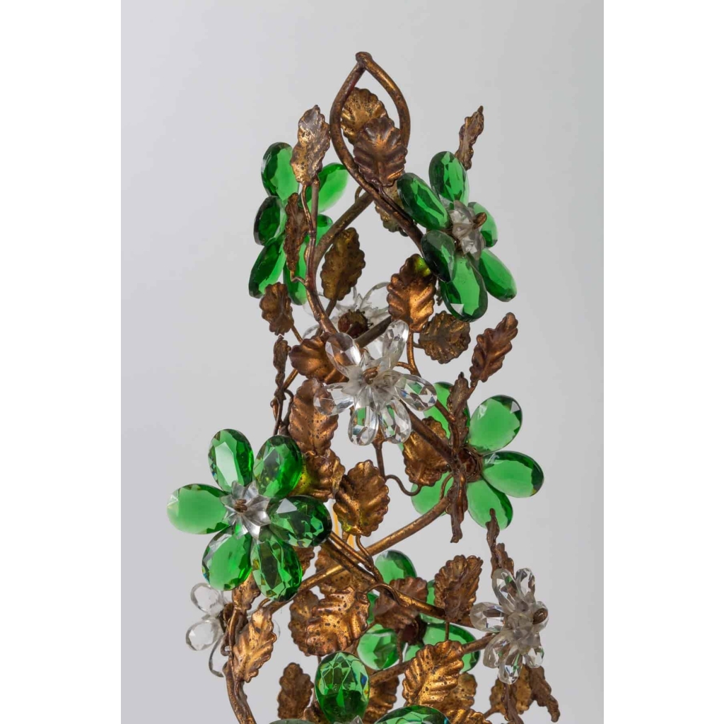 Girandole à 3 lumières aux marguerites 1950 | Biron Girandole à 3 lumières aux marguerites 1950