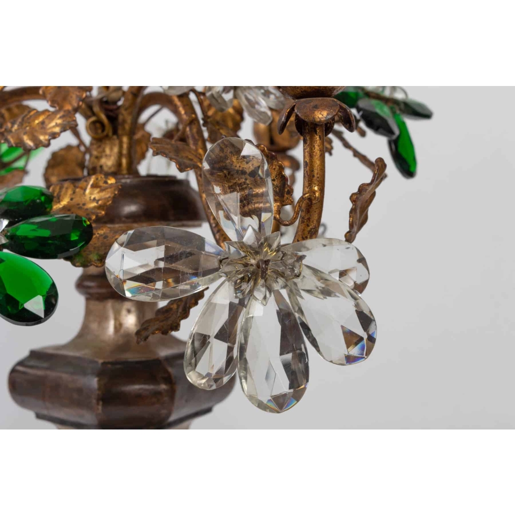 Girandole à 3 lumières aux marguerites 1950 | Biron Girandole à 3 lumières aux marguerites 1950