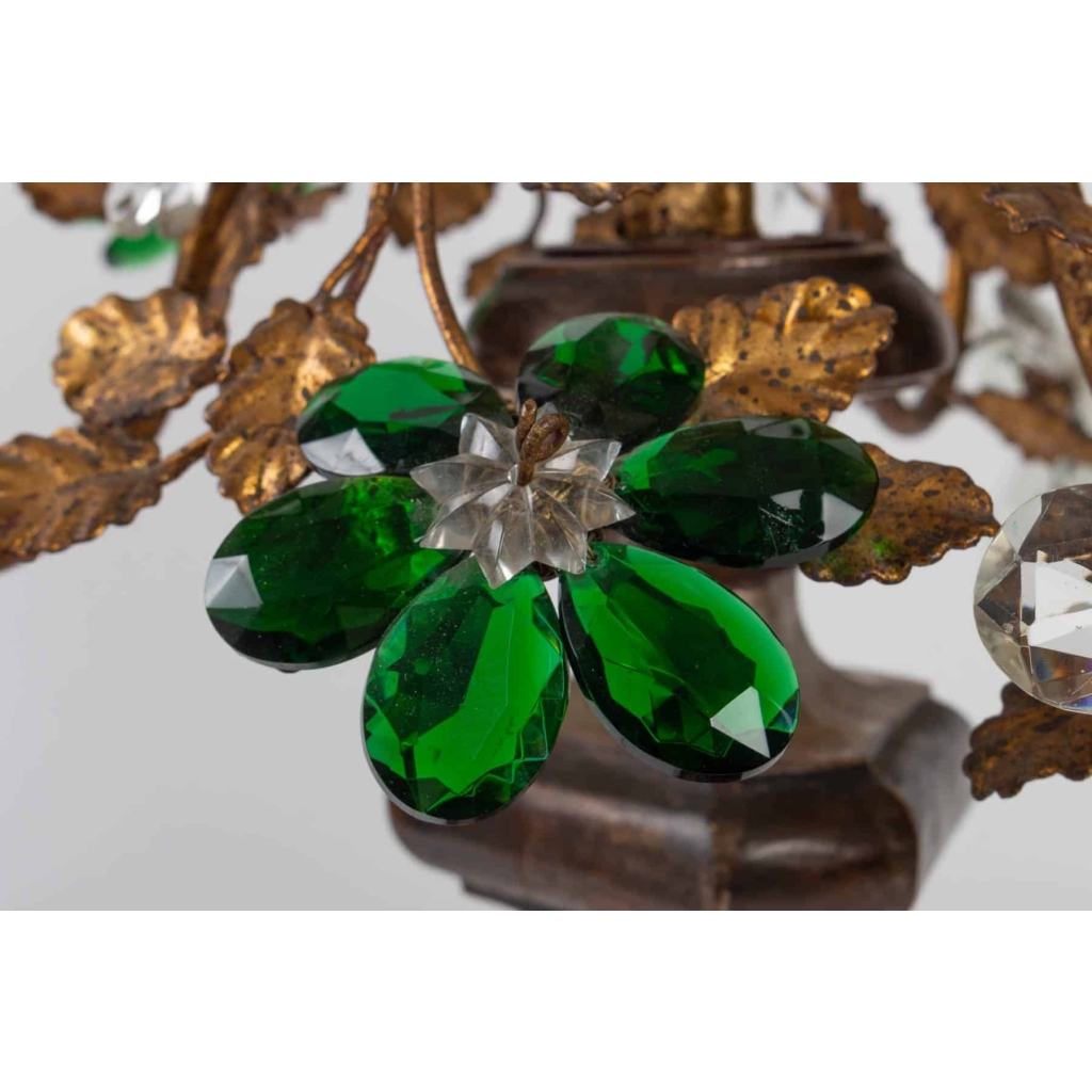 Girandole à 3 lumières aux marguerites 1950 | Biron Girandole à 3 lumières aux marguerites 1950