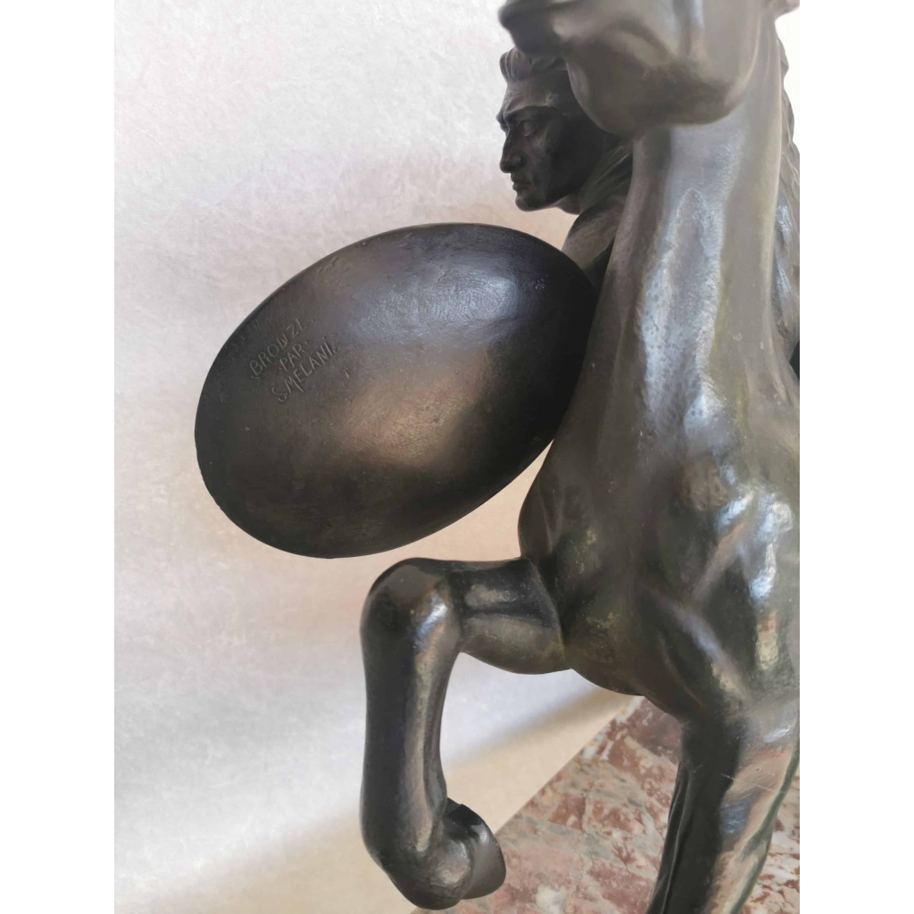 Bronze de S.MELANI » Le cavalier au combat « | Biron Bronze de S.MELANI " Le cavalier au combat "