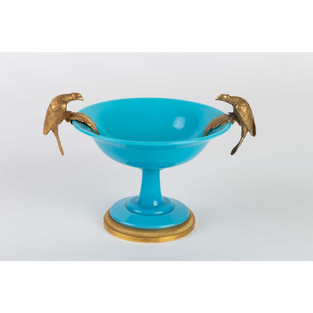 Coupe en opaline bleu turquoise 19e siècle | Biron ||||||||