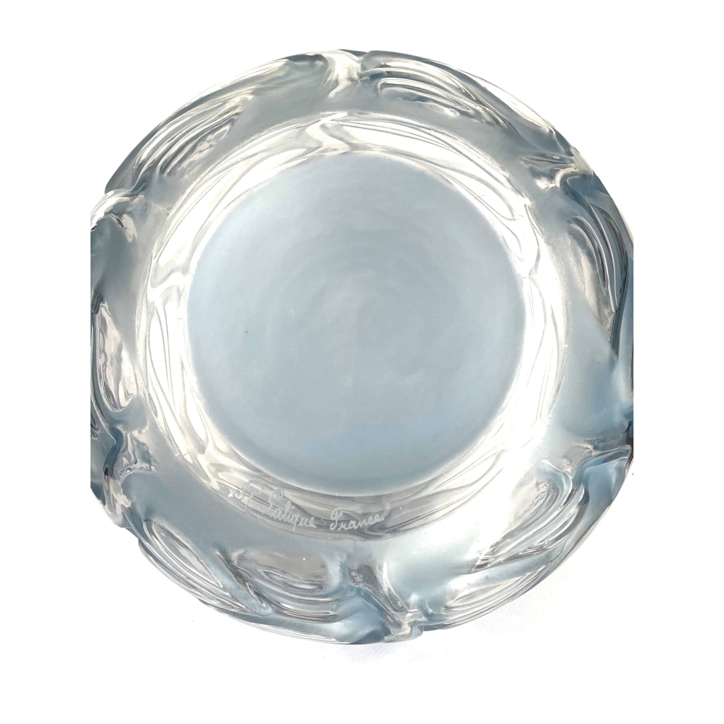 Vase "Sophora" verre blanc patiné bleu de René LALIQUE