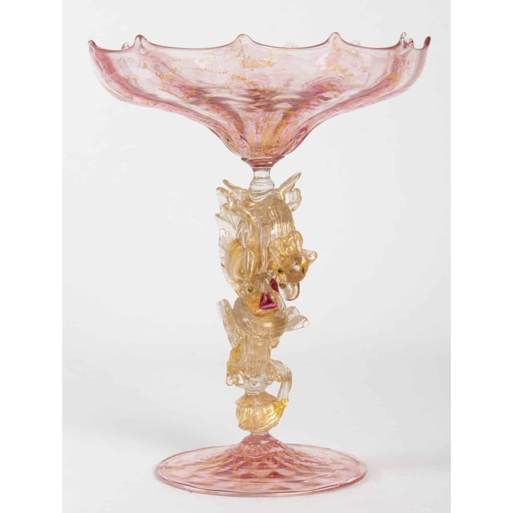 Coupe rose à 2 Dragons Venise(Murano), Salviati 1875