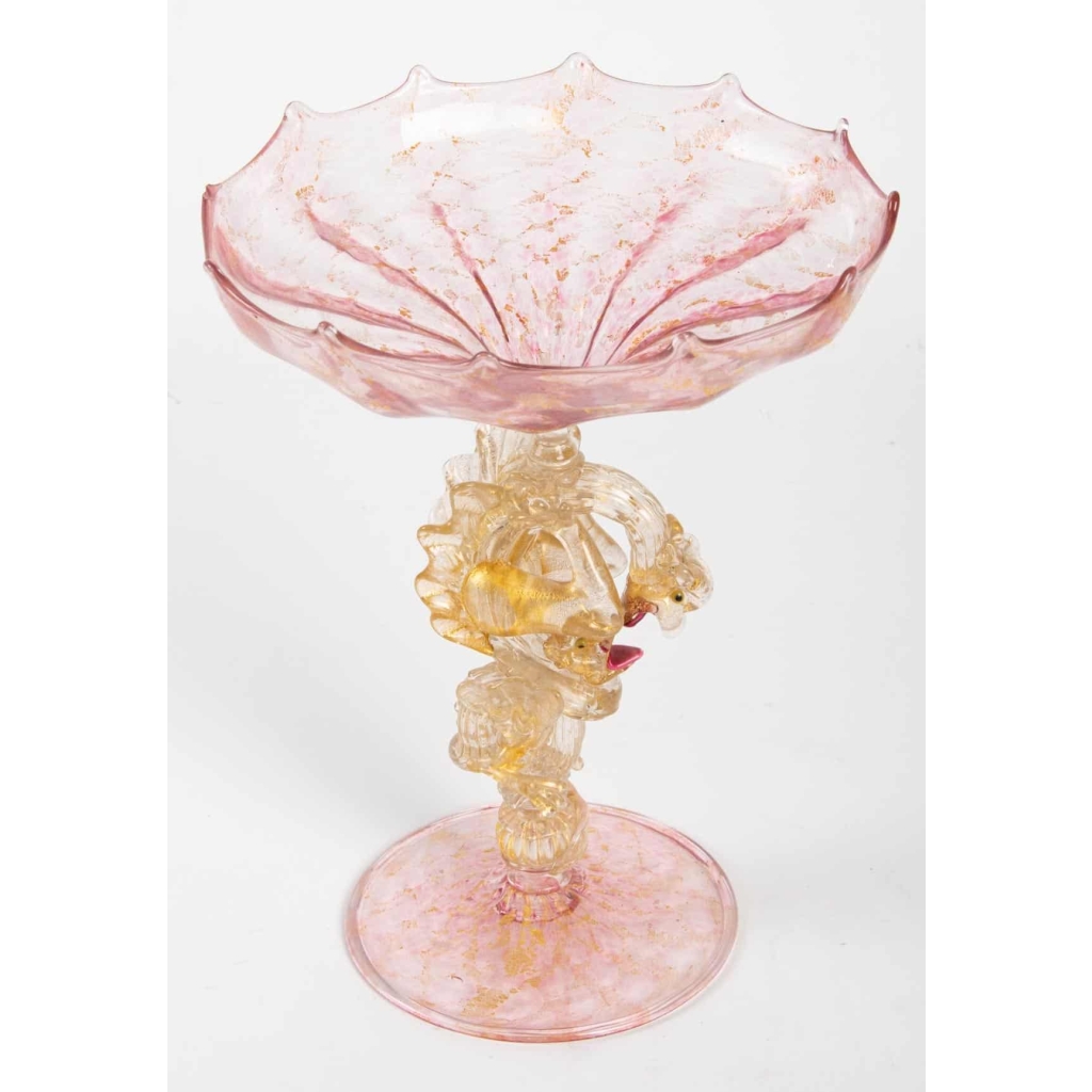 Coupe rose à 2 Dragons Venise(Murano), Salviati 1875