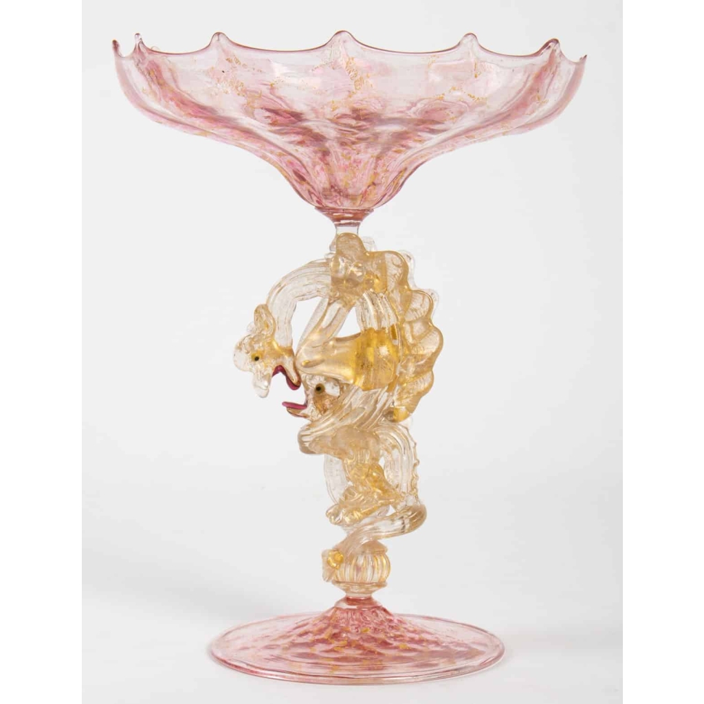 Coupe rose à 2 Dragons Venise(Murano), Salviati 1875