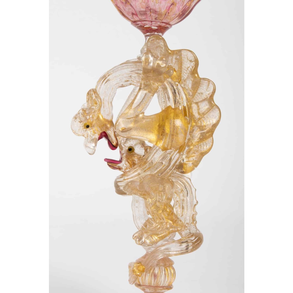 Coupe rose à 2 Dragons Venise(Murano), Salviati 1875
