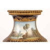 Paire de vases bleu de Sévres. Décors à la Wateau (signés). XIXème | Biron Paire de vases bleu de Sévres. Décors à la Wateau (signés). XIXème
