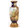 Paire de vases bleu de Sévres. Décors à la Wateau (signés). XIXème | Biron Paire de vases bleu de Sévres. Décors à la Wateau (signés). XIXème