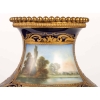 Paire de vases bleu de Sévres. Décors à la Wateau (signés). XIXème | Biron Paire de vases bleu de Sévres. Décors à la Wateau (signés). XIXème