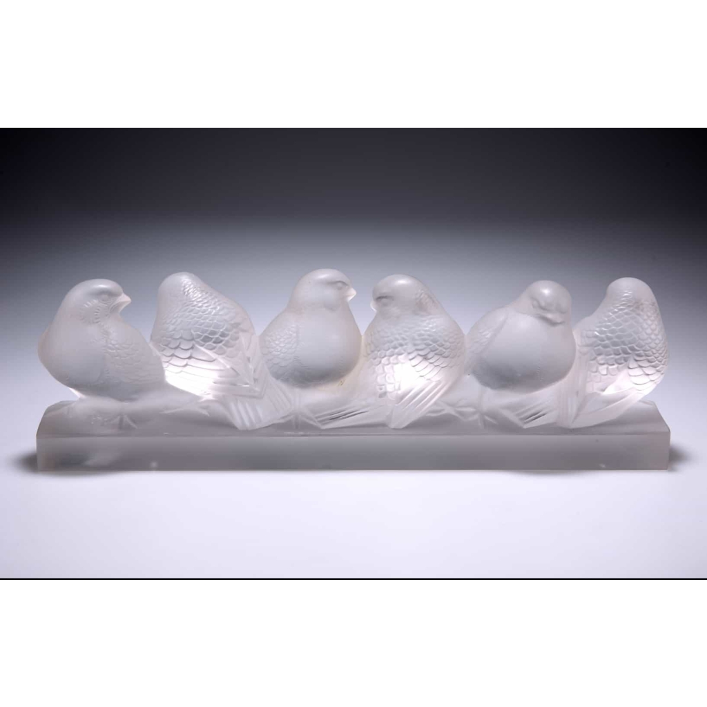 RENE LALIQUE : « GROUPE DE SIX MOINEAUX » | Biron ||||||