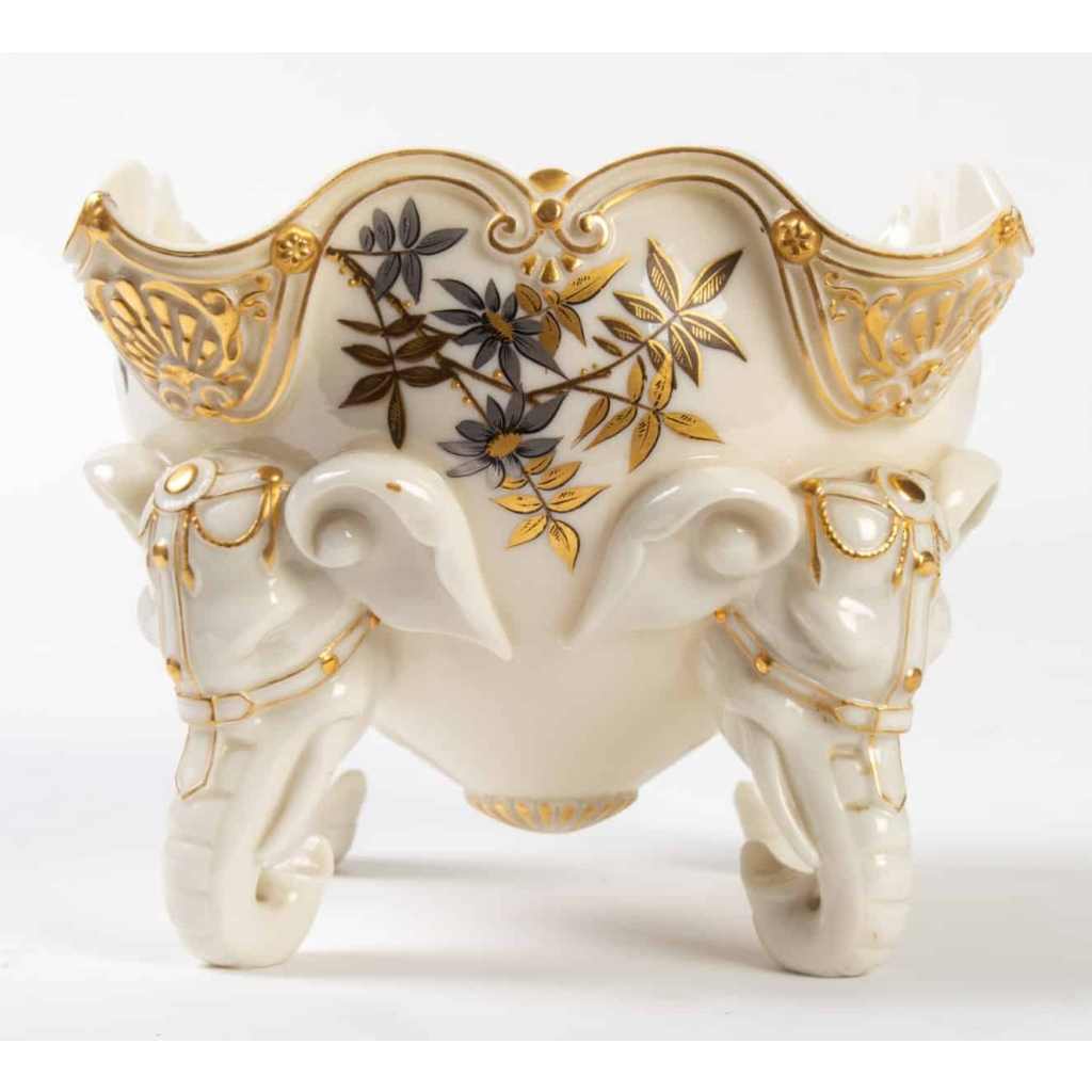 1 Ensemble : Centre de table aux Éléphants Royal Worcester, XIXème | Biron 1 Ensemble : Centre de table aux Éléphants Royal Worcester, XIXème