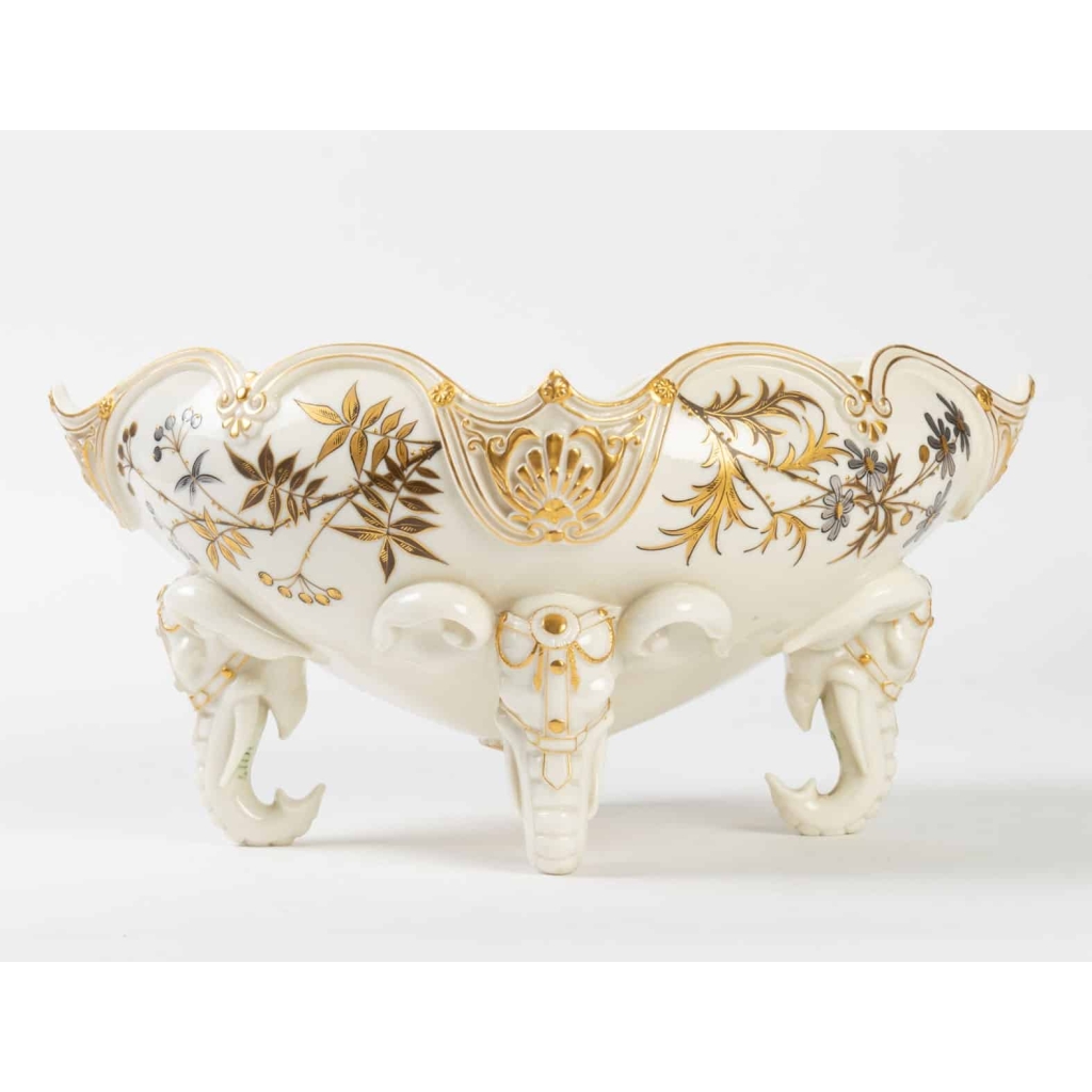 1 Ensemble : Centre de table aux Éléphants Royal Worcester, XIXème | Biron 1 Ensemble : Centre de table aux Éléphants Royal Worcester, XIXème