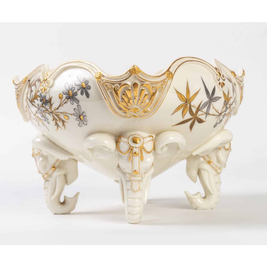 1 Ensemble : Centre de table aux Éléphants Royal Worcester, XIXème | Biron 1 Ensemble : Centre de table aux Éléphants Royal Worcester, XIXème