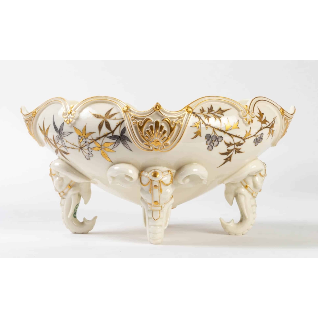 1 Ensemble : Centre de table aux Éléphants Royal Worcester, XIXème | Biron 1 Ensemble : Centre de table aux Éléphants Royal Worcester, XIXème