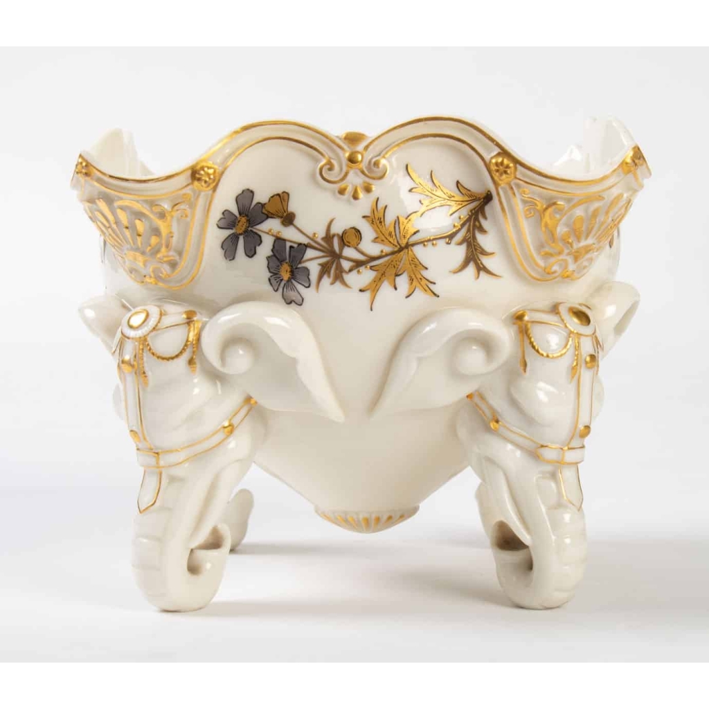 1 Ensemble : Centre de table aux Éléphants Royal Worcester, XIXème | Biron 1 Ensemble : Centre de table aux Éléphants Royal Worcester, XIXème