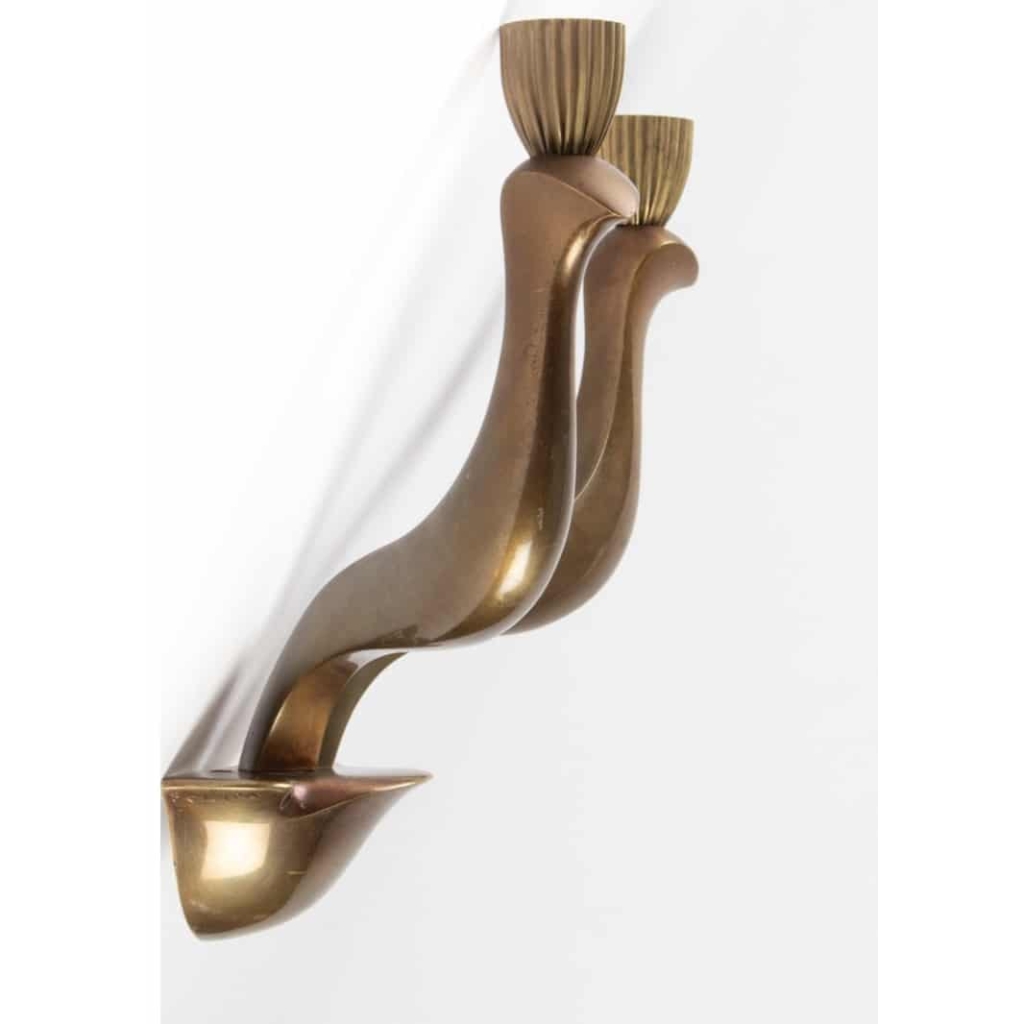 Paire d’Appliques en bronze signée Riccardo Scarpa 1960 | Biron Paire d'Appliques en bronze signée Riccardo Scarpa 1960