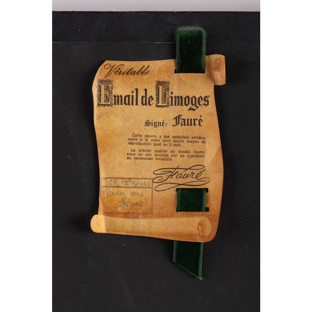 « Rendez-vous galant » Tableau en émail de Limoges