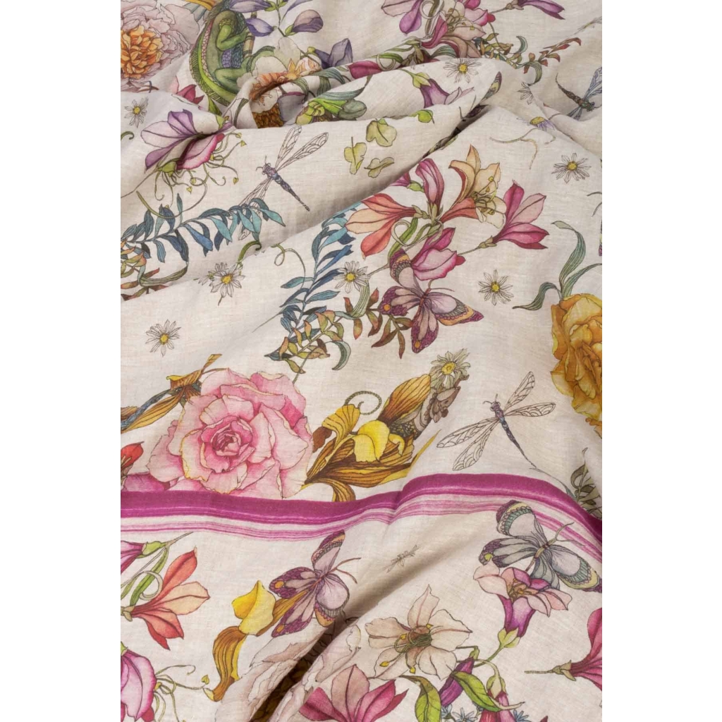 Tissu en lin « Fleurs et Animaux » | Biron Tissu en lin "Fleurs et Animaux"
