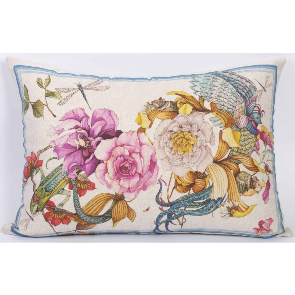 Tissu en lin « Fleurs et Animaux » | Biron Tissu en lin "Fleurs et Animaux"