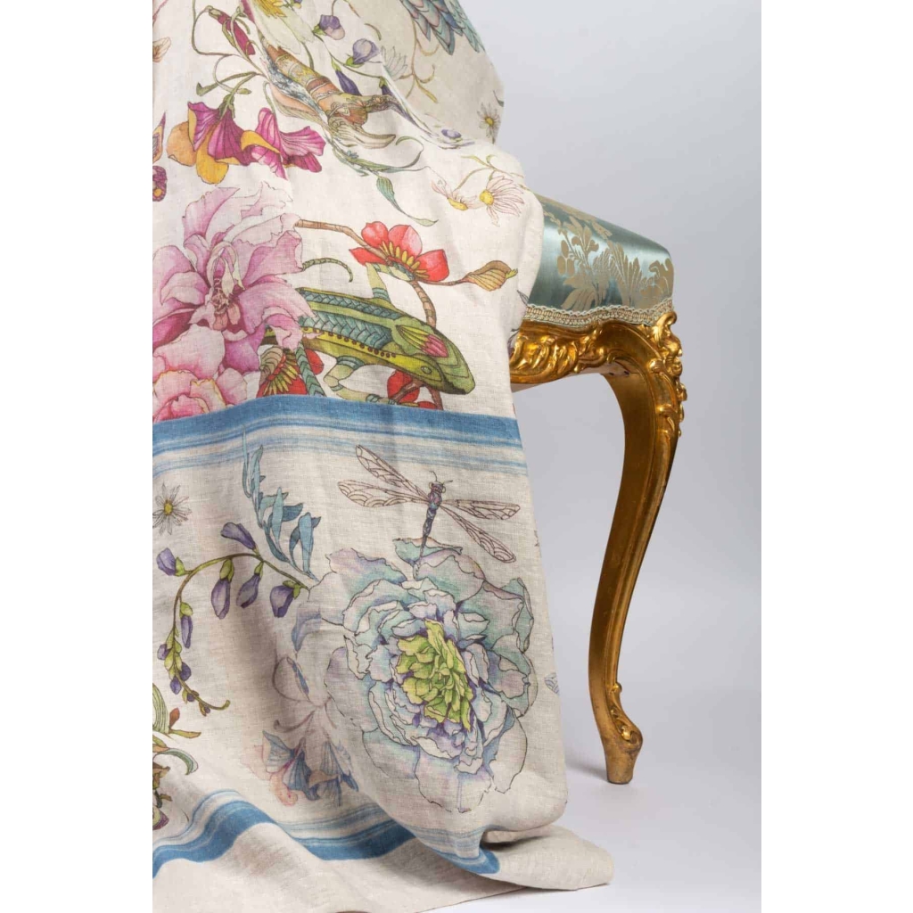 Tissu en lin « Fleurs et Animaux » | Biron Tissu en lin "Fleurs et Animaux"