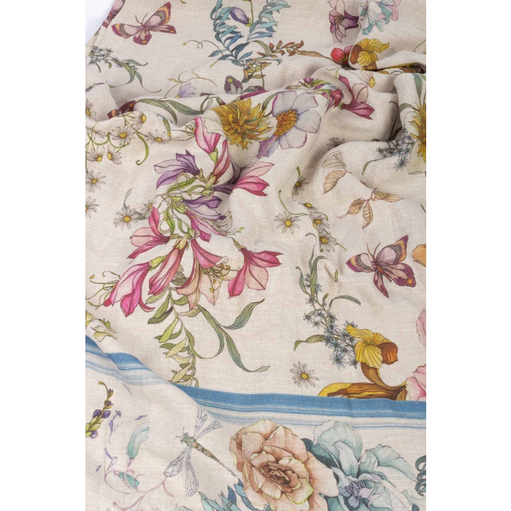 Tissu en lin « Fleurs et Animaux » | Biron Tissu en lin "Fleurs et Animaux"