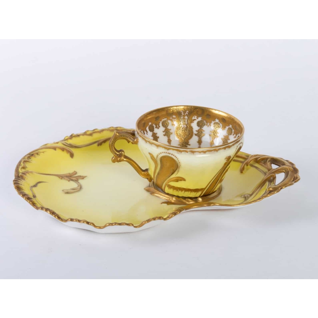 Tasse jaune et or rocaille Haviland 1890 | Biron ||||||||||||