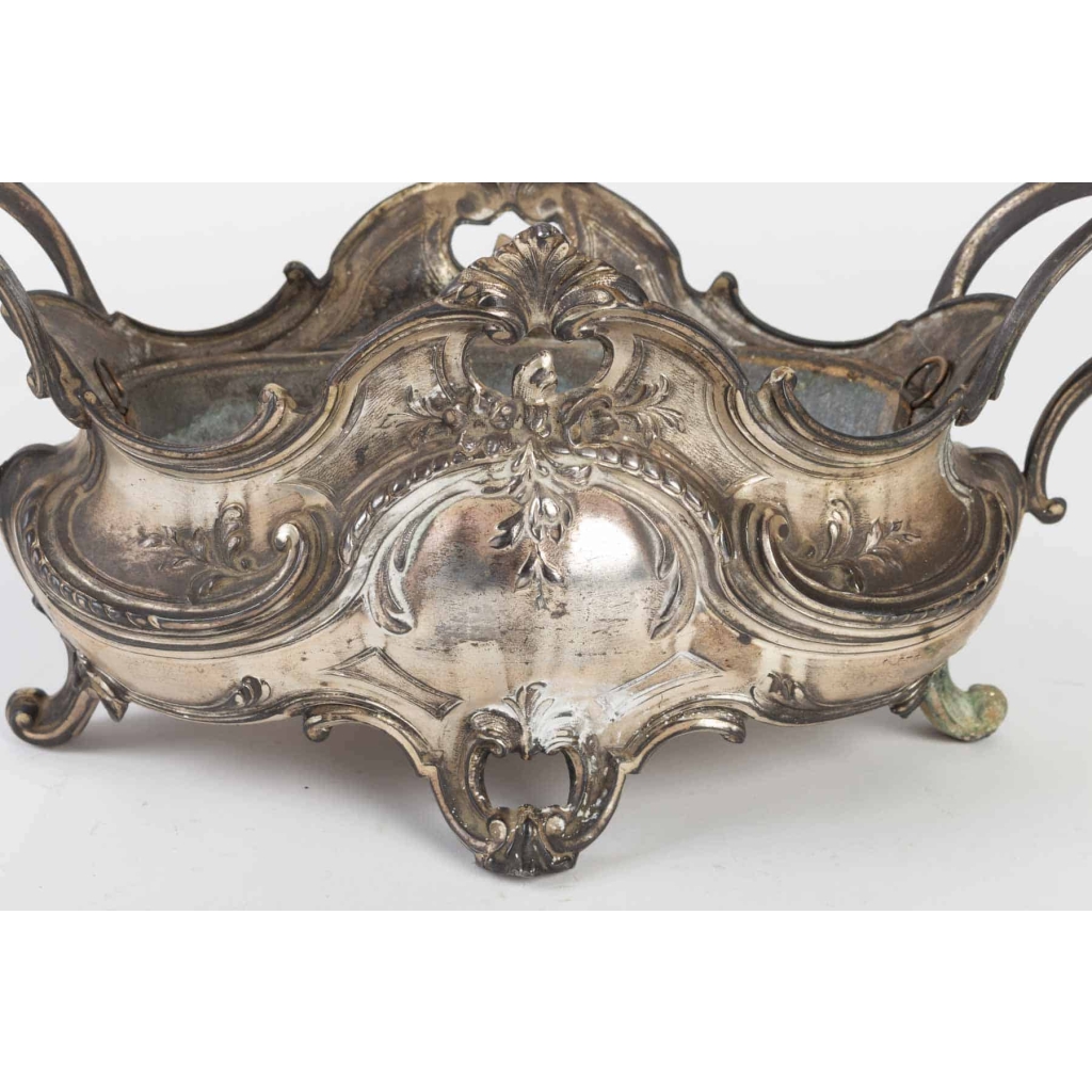 Jardinière en métal argenté de style Louis XV époque début 20e siècle