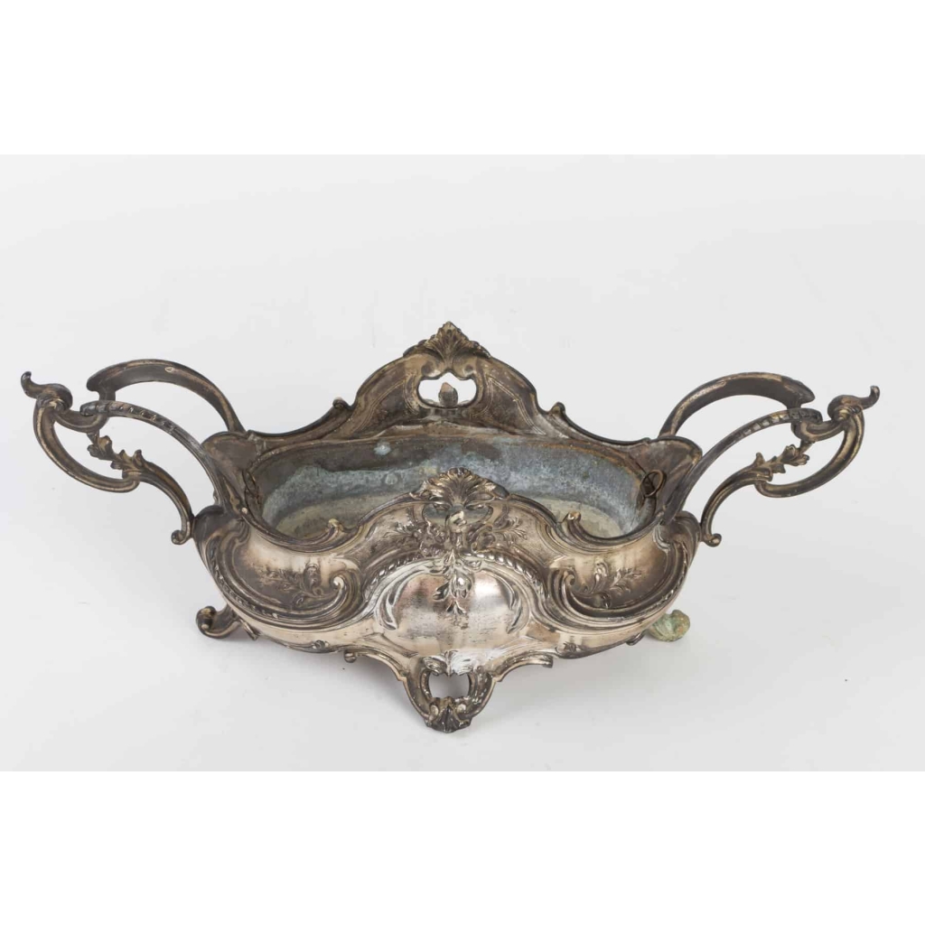 Jardinière en métal argenté de style Louis XV époque début 20e siècle