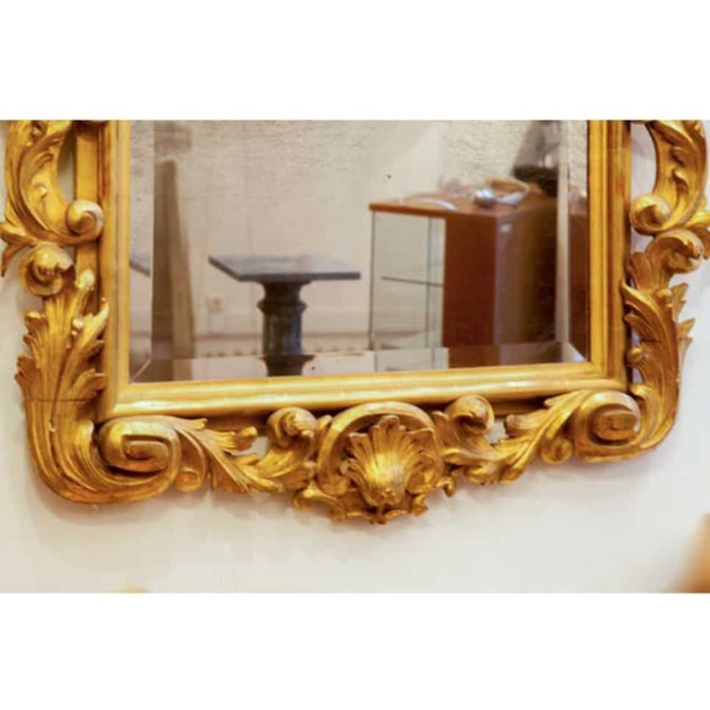 VENDU…. Miroir Style Louis XV En Bois Sculpté Et Doré à La Feuille d’Or, Miroir Au Mercure. | Biron VENDU.... Miroir Style Louis XV En Bois Sculpté Et Doré à La Feuille d'Or, Miroir Au Mercure.