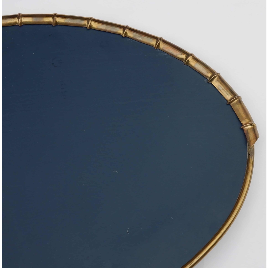1970′ Miroir Éclairant Maison Jansen Décor Bambou au Feuillage Style Duval Brasseur (RESERVEE) | Biron 1970' Miroir Éclairant Maison Jansen Décor Bambou au Feuillage Style Duval Brasseur (RESERVEE)