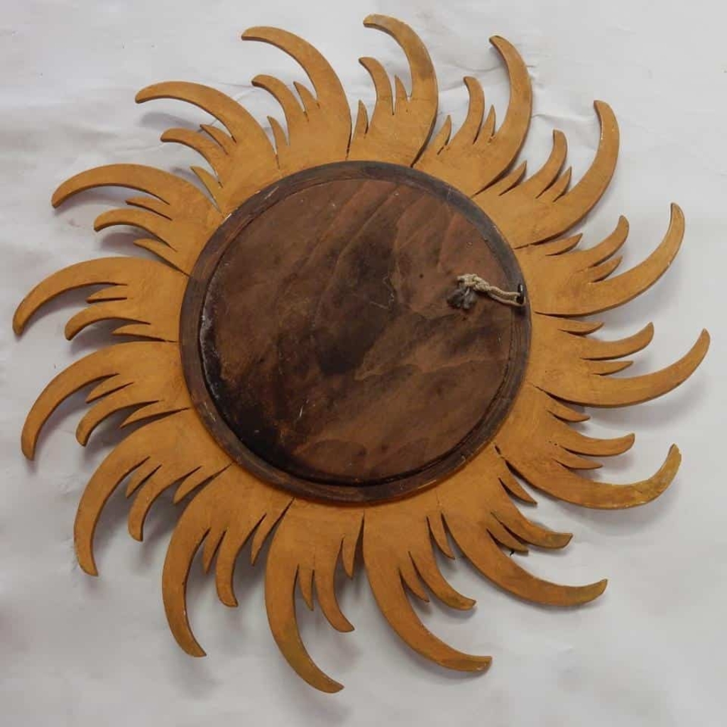 1950/70 ‘ Miroir Soleil Rayons Tournants Convexe, Bois Doré Diametre 58 Cm | Biron 1950/70 ‘ Miroir Soleil Rayons Tournants Convexe, Bois Doré Diametre 58 Cm