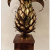 1970′ Lampe Ananas En Laiton Et Fer Oxydé Maison Jansen H 50 Cm