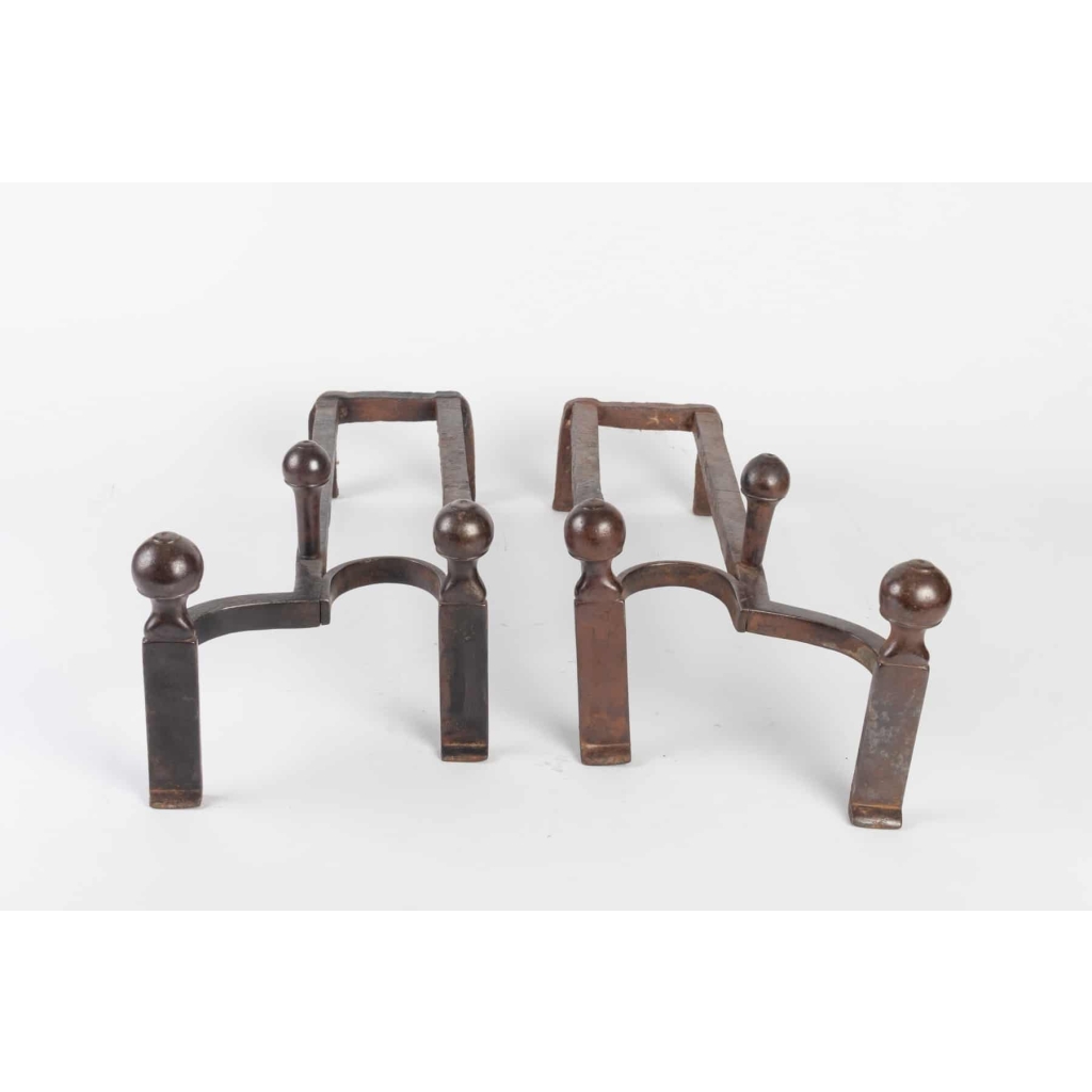Paire de Chenet en bronze patiné époque Napoléon III 19e siècle