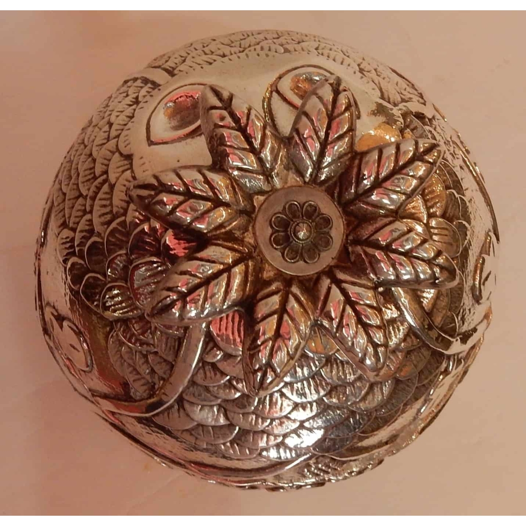 1950/70 Seau A Glace Forme Ananas Décor Animaux Métal Argenté
