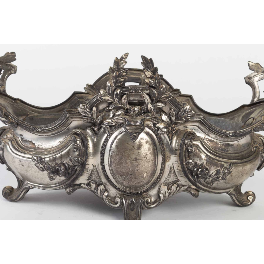 Jardinière en métal argenté de style Louis XV début 20e siècle