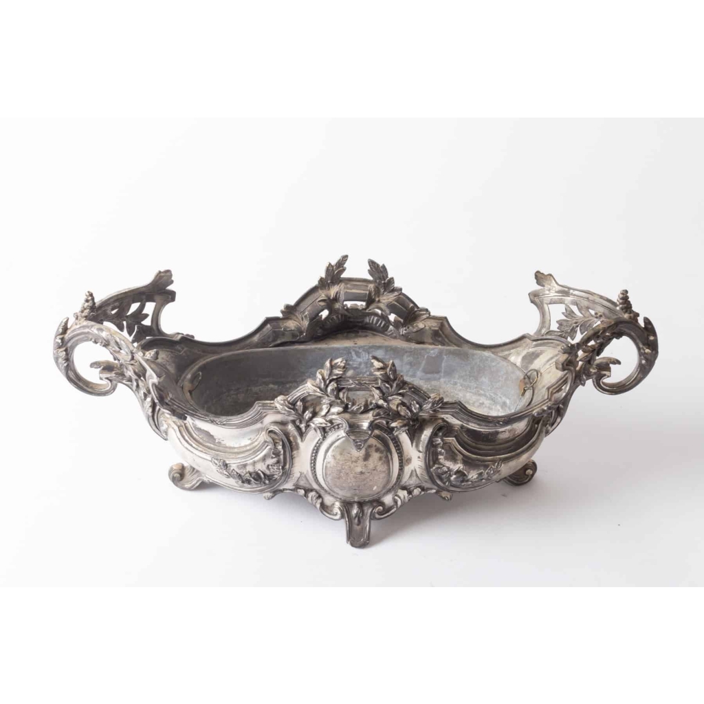 Jardinière en métal argenté de style Louis XV début 20e siècle