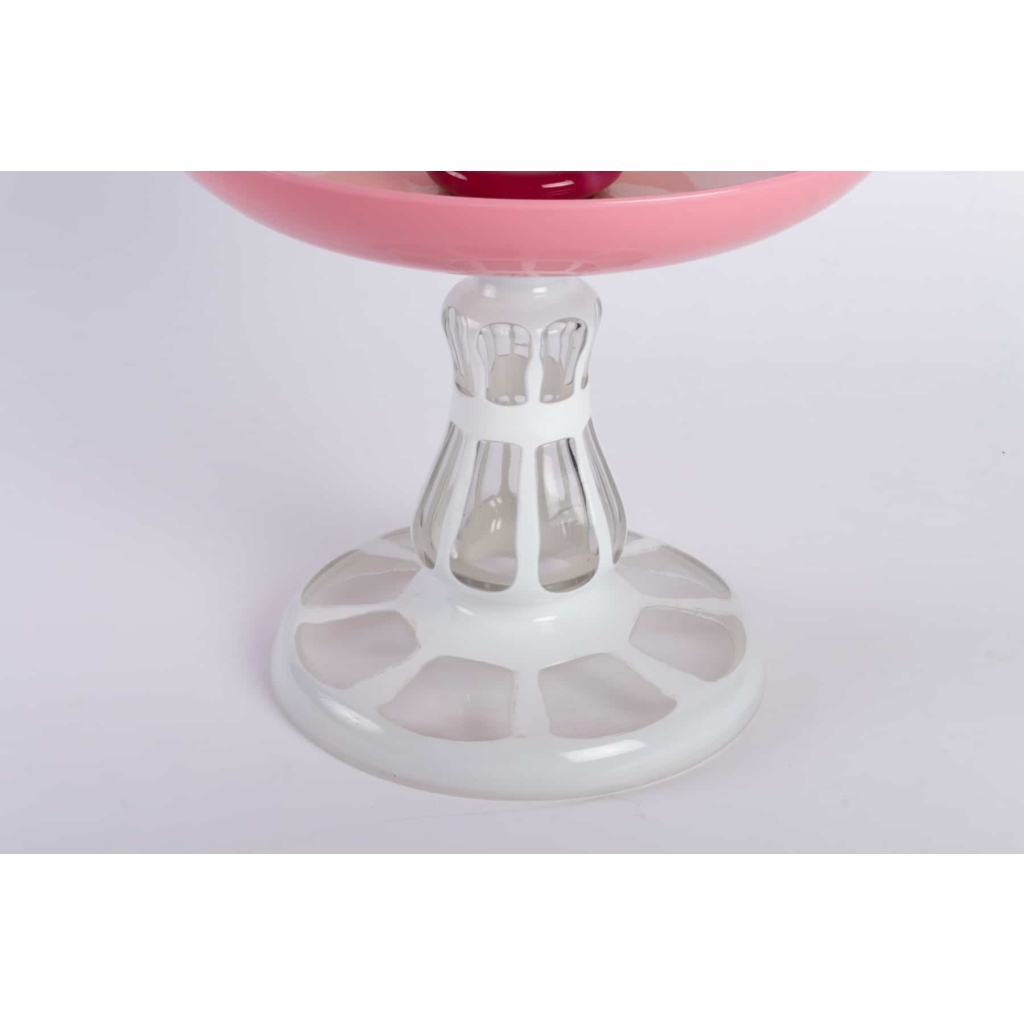 Coupe en overlay rose 1840 | Biron Coupe en overlay rose 1840