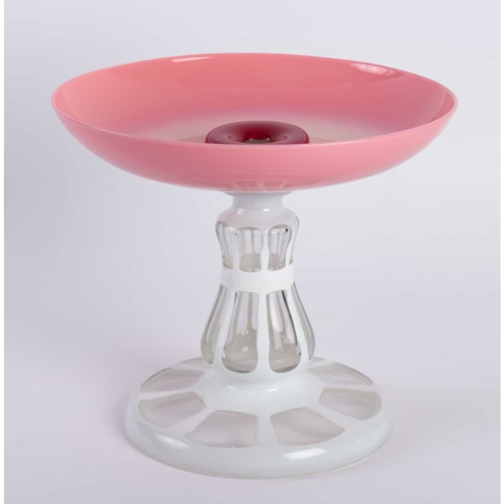 Coupe en overlay rose 1840 | Biron Coupe en overlay rose 1840