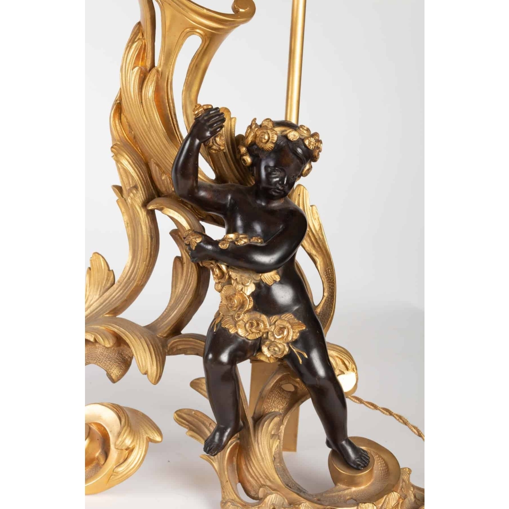 Une paire de chenets montés en lampe époque XIXe de style Napoléon III | Biron Une paire de chenets montés en lampe époque XIXe de style Napoléon III