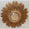 1950′ Miroir Soleil Convexe 2 Étages Bois Doré Et Argenté 63 Cm De Diamètre | Biron ||||||