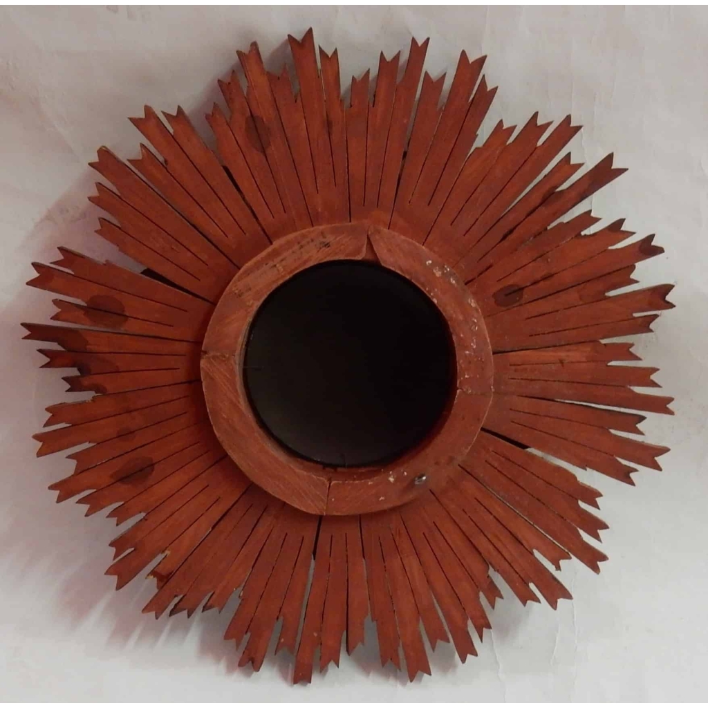 1950′ Miroir Soleil Convexe 2 Étages Bois Doré Et Argenté 63 Cm De Diamètre | Biron 1950′ Miroir Soleil Convexe 2 Étages Bois Doré Et Argenté 63 Cm De Diamètre