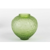 Paire de vases « Gui » verre vert absinthe et vert kaki de René LALIQUE