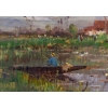 Adrien Jacques Sauzay (1841-1928). Pêcheur sur l'étang.