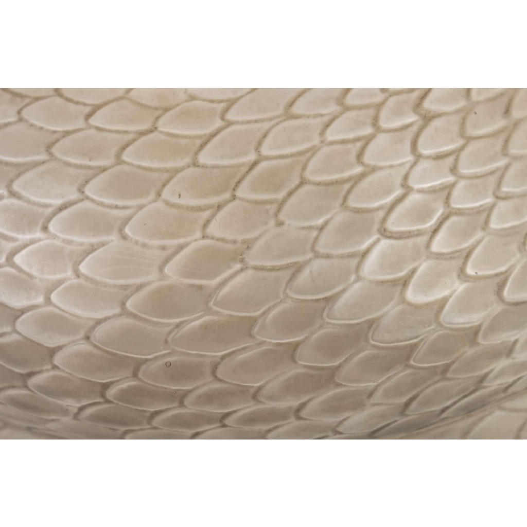 Vase « Serpent » verre blanc patiné gris-vert de René LALIQUE