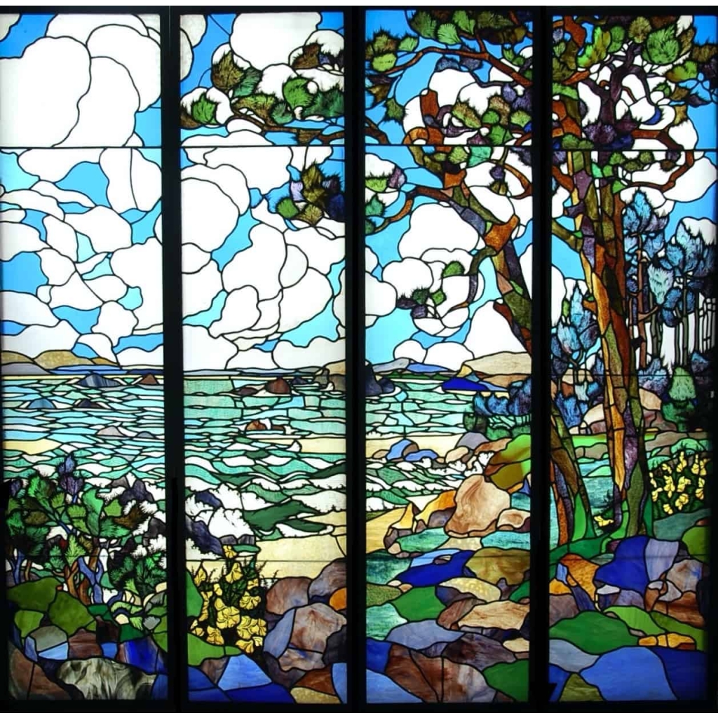 Vitrail, vitraux Bord de mer de Henri RAPIN | Biron antiquités Lassaussois|||||||||||